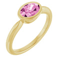 💗 Anillo de Oro Amarillo 14K con Zafiro Rosa Creado en Laboratorio