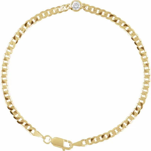 Pulsera de Oro Amarillo 14K con Diamante Natural 1/4 CT – 7”