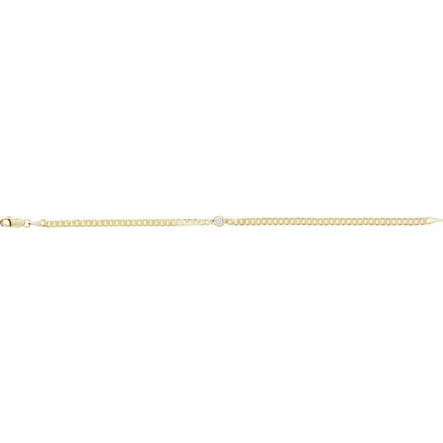 Pulsera de Oro Amarillo 14K con Diamante Natural 1/4 CT – 7”