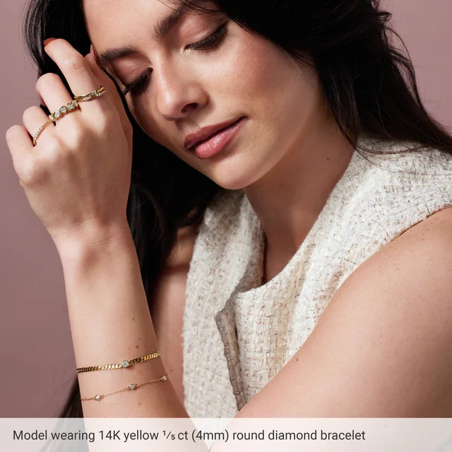 Pulsera de Oro Amarillo 14K con Diamante Natural 1/4 CT – 7”