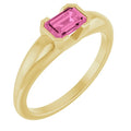 Anillo Solitario de Oro 14K con Zafiro Rosa de Laboratorio