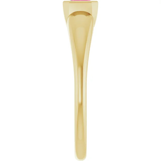 Anillo Solitario de Oro 14K con Zafiro Rosa de Laboratorio