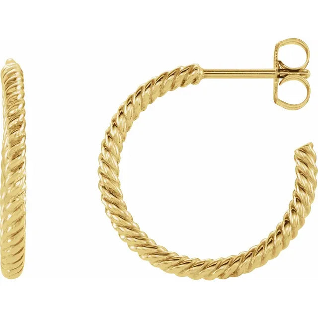 Pendientes de Aro Trenzado en Oro Amarillo 14K – 17 mm