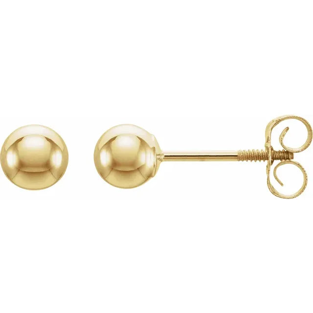 Pendientes de Bola en Oro Amarillo 14K – 4 mm ✨