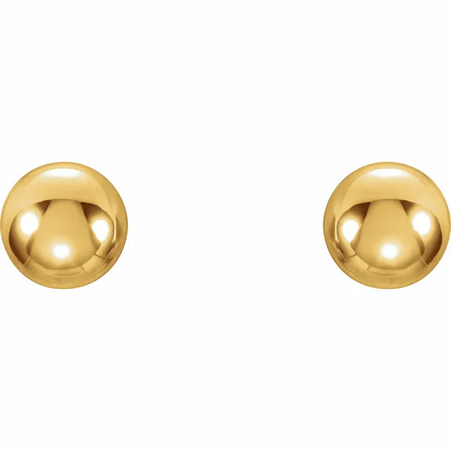 Pendientes de Bola en Oro Amarillo 14K – 4 mm ✨