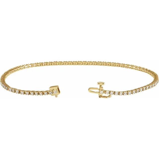 Pulsera Tennis de Oro Amarillo 14K con Diamantes de Laboratorio 1 CTW – 7¼”