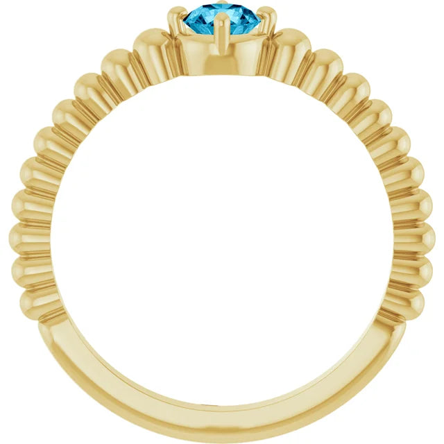 Anillo de Oro Amarillo 14K con Aguamarina Natural