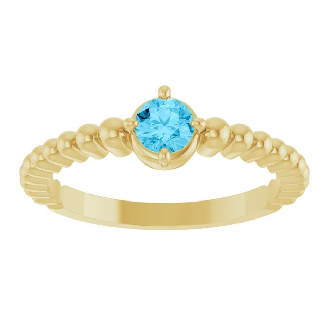 Anillo de Oro Amarillo 14K con Aguamarina Natural
