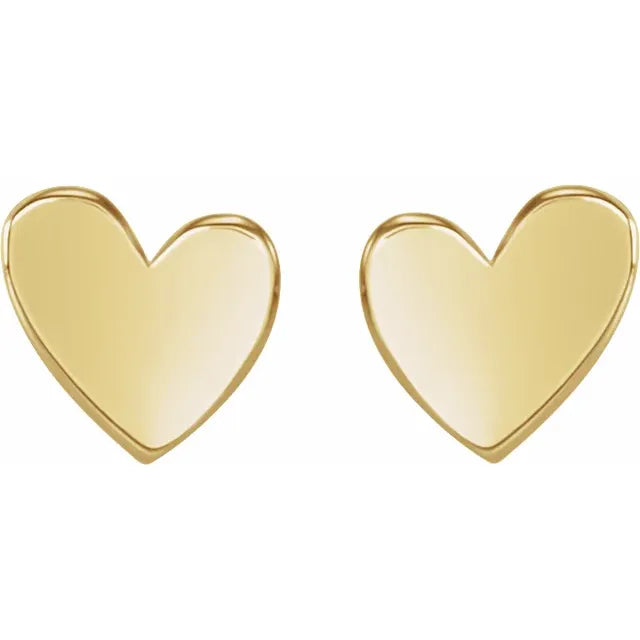 Aretes de Corazón Asimétrico en Oro Amarillo 14K – 6 mm