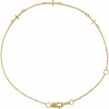 Pulsera de Oro Amarillo 14K con Tres Cruces Ajustable de 6½” a 7½”