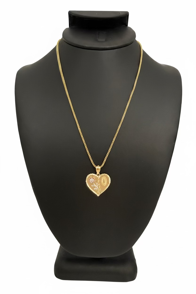 18" Franco Chain with Heart Pendant – 10K Gold