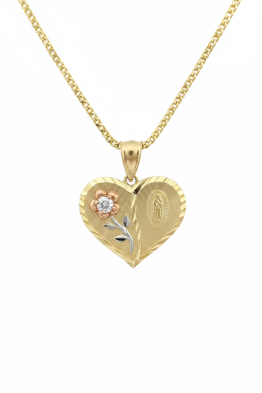 18" Franco Chain with Heart Pendant – 10K Gold