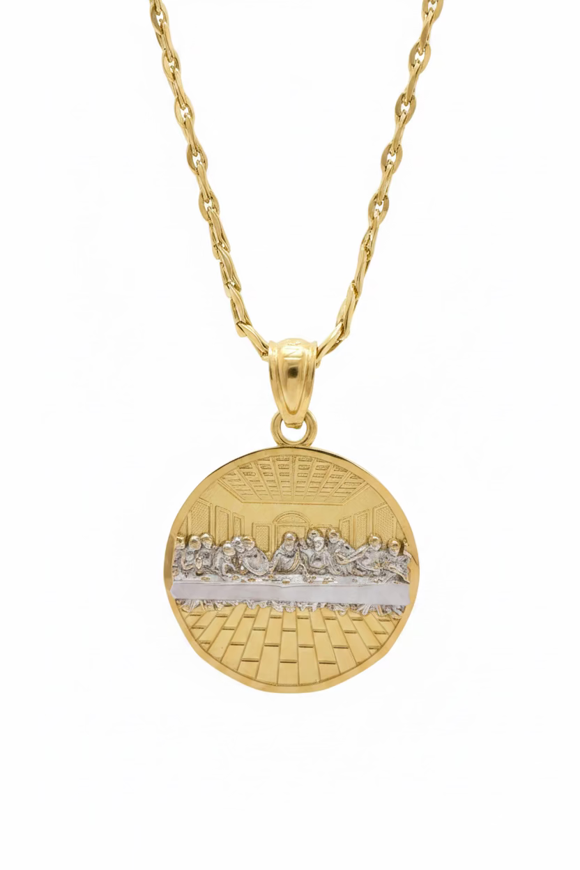 Cadena Corte Brillo 24” con Dije de la Última Cena – Oro 10K