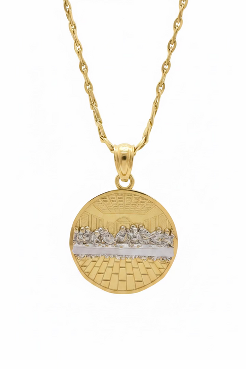 Cadena Corte Brillo 24” con Dije de la Última Cena – Oro 10K