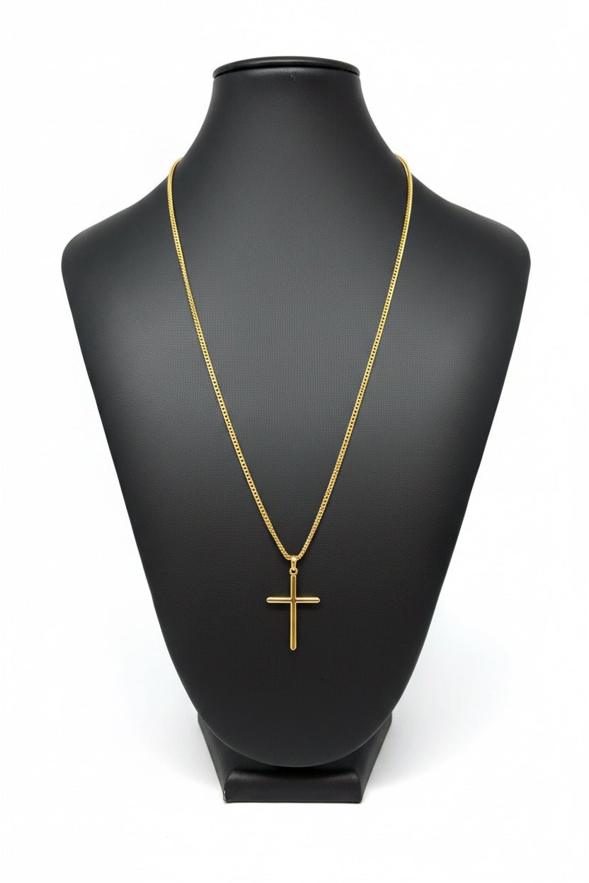 Cadena Franco 24” con Dije de Cruz en Oro 10K - DC LUXURY JEWELRY