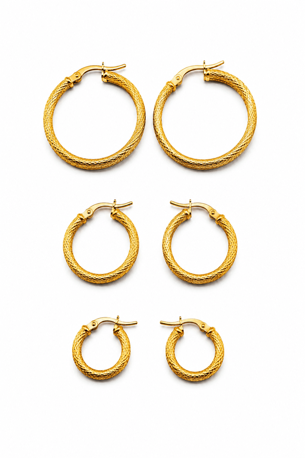 Set de 3 Pares de Argollas de Oro 10K - DC LUXURY JEWELRY